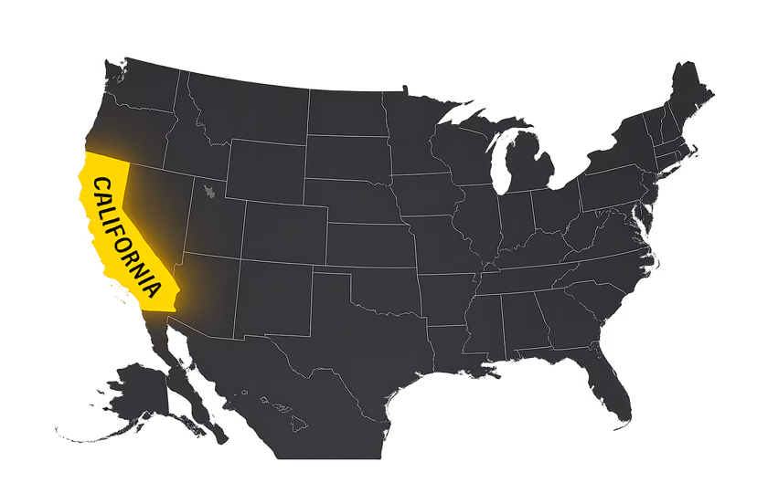 Map of California highlighted on US map