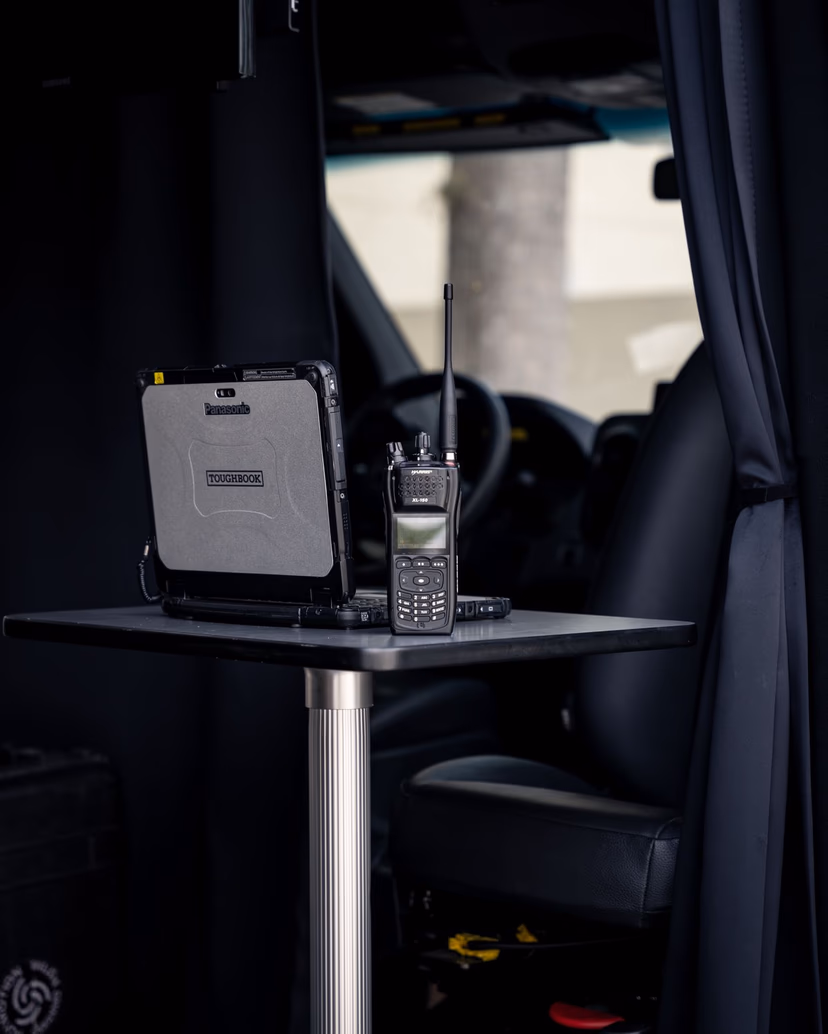 Mobile surveillance command center with monitors