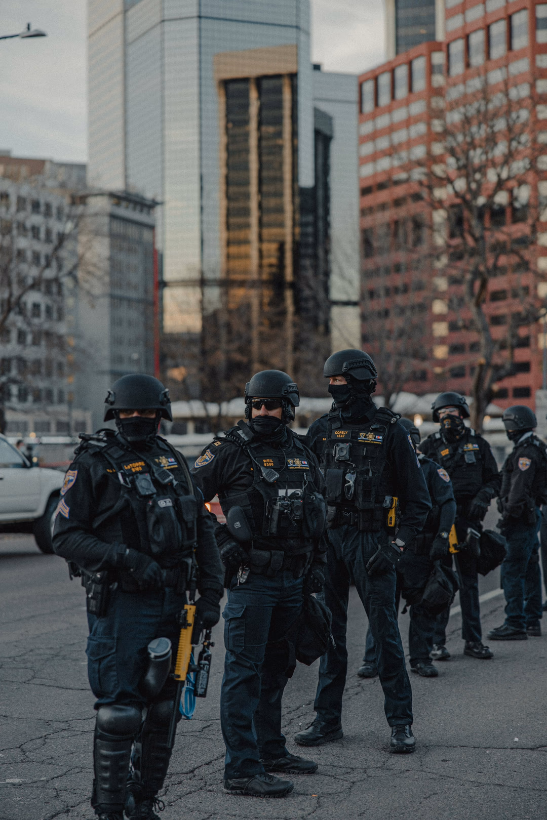 Tactical security officers in full gear