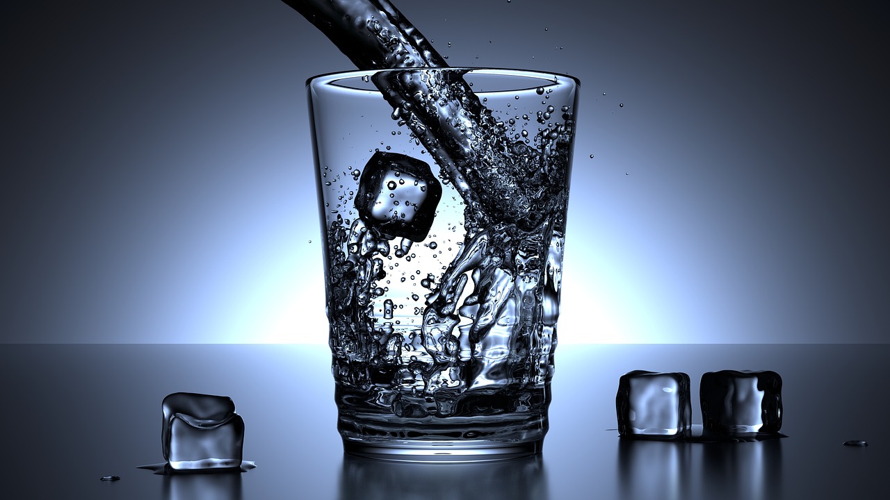 Pure water in glass